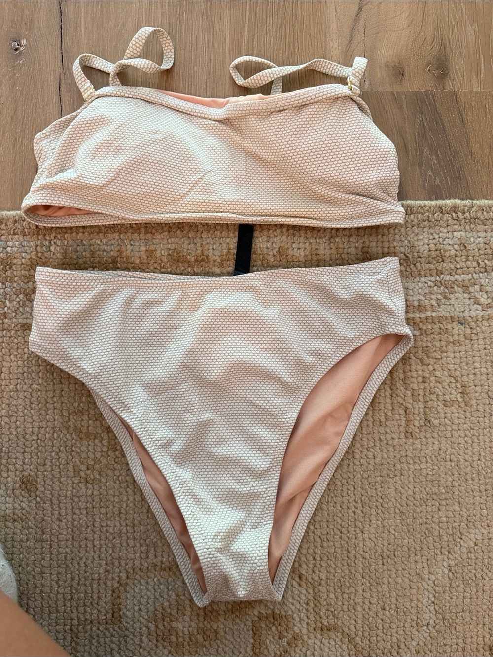 Leith Blush Pink Textured High-Waist Bikini
